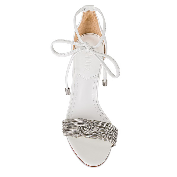 Schutz Rhinestone Ankle Wrap Sandal SIZE 8.5 Stiletto Andy Heel Leather $158 NEW - Picture 6 of 16